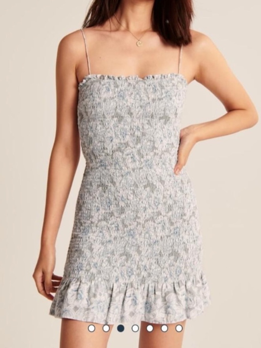 Abercrombie & Fitch Ruched Light Blue with Ruffle Hem Mini Dress Size XL